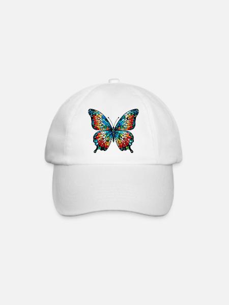 Schmetterling - Baseballkappe - Weiß/Weiß