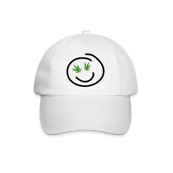 Glückliches Hanf Gesicht - Baseballkappe - Weiß/Weiß - Vorne