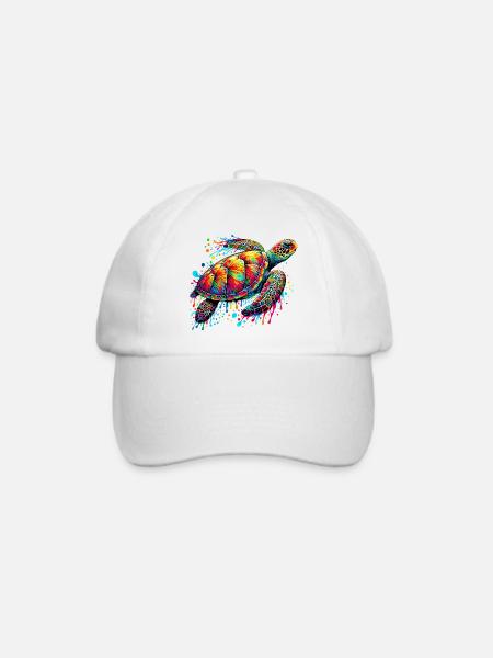 Schildkröte - Baseballkappe - Weiß/Weiß
