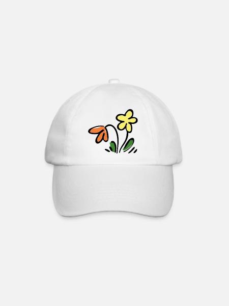 Blumen - Baseballkappe - Weiß/Weiß