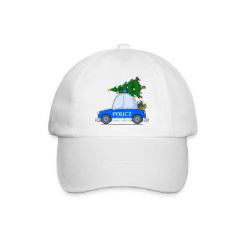 Polizeiauto Police Weihnachten - Baseballkappe - Weiß/Weiß - Vorne