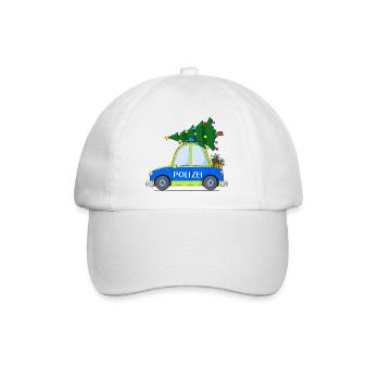 Polizeiauto Weihnachten Blau Gelb - Baseballkappe - Weiß/Weiß - Vorne