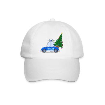 Polizeiauto Weihnachten Weihnachtsbaum Blau - Baseballkappe - Weiß/Weiß - Vorne