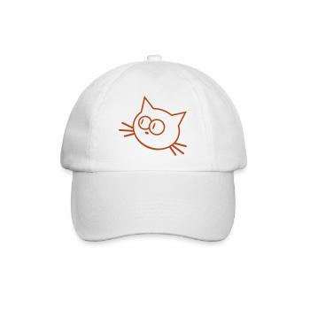 Neugierige Katze Guckt Lustig Ulkig Albern Komisch - Baseballkappe - Weiß/Weiß - Vorne