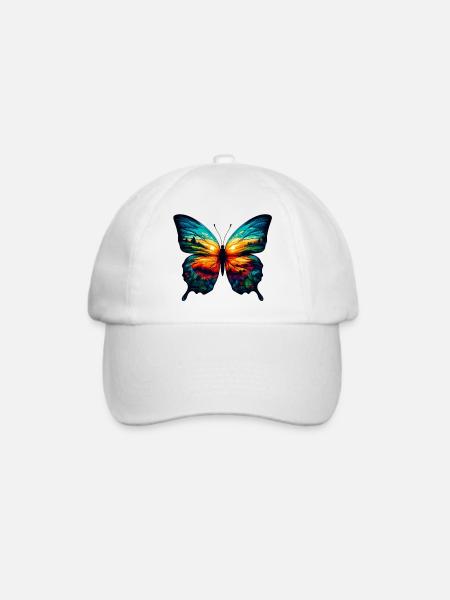 Schmetterling - Baseballkappe - Weiß/Weiß