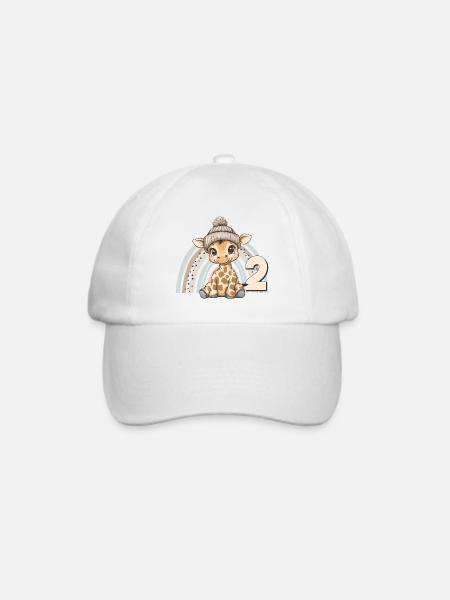 2. Geburtstag Giraffe Regenbogen Süß Niedlich - Baseballkappe - Weiß/Weiß