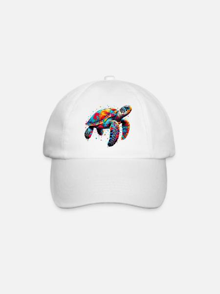 Schildkröte - Baseballkappe - Weiß/Weiß