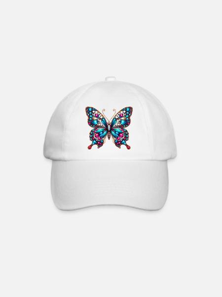 Schmetterling - Baseballkappe - Weiß/Weiß