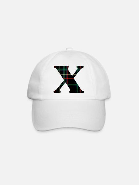Monogramm x Schottischer Tartan - Baseballkappe - Weiß/Weiß