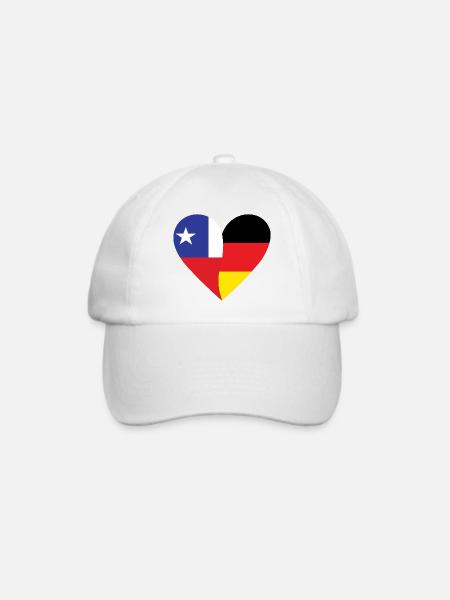 Chile Germany Heart - Baseballkappe - Weiß/Weiß