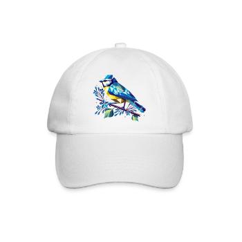 bezaubernde Blaumeise auf einem Fliederzweig - Baseballkappe - Weiß/Weiß - Vorne