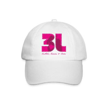 3L listen learn love pink - Baseballkappe - Weiß/Weiß - Vorne