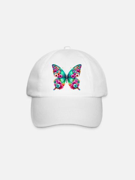 Schmetterling - Baseballkappe - Weiß/Weiß