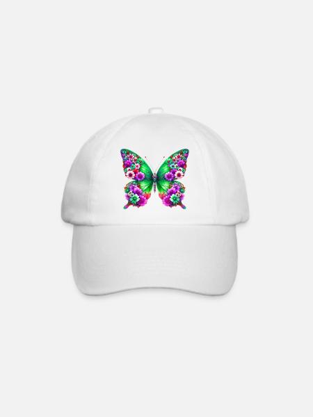 Schmetterling - Baseballkappe - Weiß/Weiß