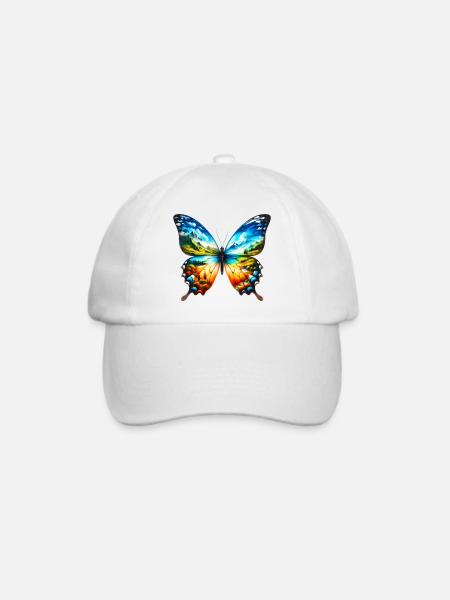 Schmetterling - Baseballkappe - Weiß/Weiß