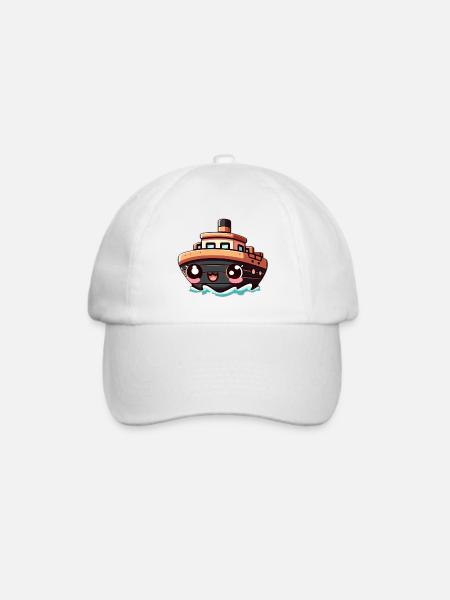 Fröhliches Schiff mit Augen - Baseballkappe - Weiß/Weiß