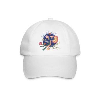 Live Life Fully -- Florale Affirmationen - Baseballkappe - Weiß/Weiß - Vorne