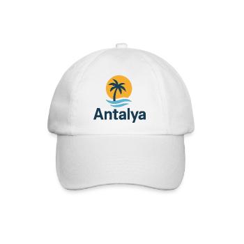 Antalya Palmenstrand Sonnenlogo - Baseballkappe - Weiß/Weiß - Vorne