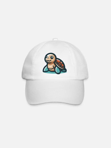 Lächelnde Schildkröte - Baseballkappe - Weiß/Weiß