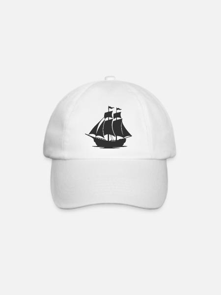 Mysteriöse Silhouette eines Segelschiffs - Baseballkappe - Weiß/Weiß