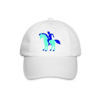 Pferd Mann Schnell Reiten Silhouette Reiter Junge - Baseballkappe - Weiß/Weiß - Vorne