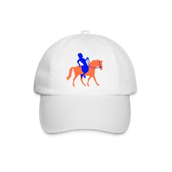 Pferd Mann Schnell Reiten Silhouette Reiter Junge - Baseballkappe - Weiß/Weiß - Vorne