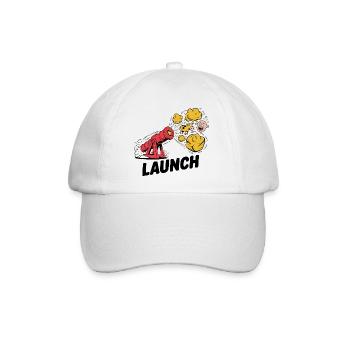 Comic Dinosaurier Kanone Explosion Design - Baseballkappe - Weiß/Weiß - Vorne
