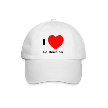 Ich liebe La Réunion - Baseballkappe - Weiß/Weiß - Vorne