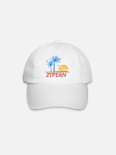 Tropische Palmen Sonnenuntergang von Zypern - Baseballkappe - Weiß/Weiß