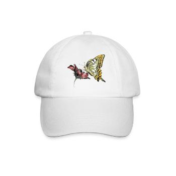 Schmetterling an Blüte - Baseballkappe - Weiß/Weiß - Vorne