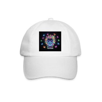 Neonblossom Totenkopf Design - Baseballkappe - Weiß/Weiß - Vorne