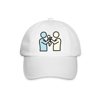 Stolze Eltern mit Baby | Modernes Piktogramm - Baseballkappe - Weiß/Weiß - Vorne
