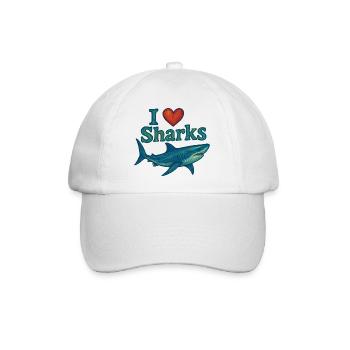 Ich liebe Haie - Baseballkappe - Weiß/Weiß - Vorne