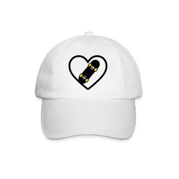 Skateboard Herz Sport Street Leidenschaft - Baseballkappe - Weiß/Weiß - Vorne