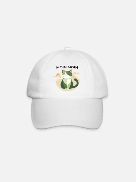 Moin moin - Katze mit Norddeutscher Begrüßung - Baseballkappe - Weiß/Weiß