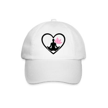 Damen Yoga Herz Silhouette Lotus Wellness - Baseballkappe - Weiß/Weiß - Vorne