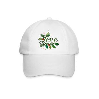 Love Schriftzug mit weihnachtlicher Stechpalme - Baseballkappe - Weiß/Weiß - Vorne