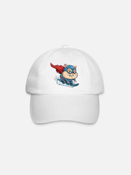 Superheld Hamster Surf Skate Cartoon - Baseballkappe - Weiß/Weiß