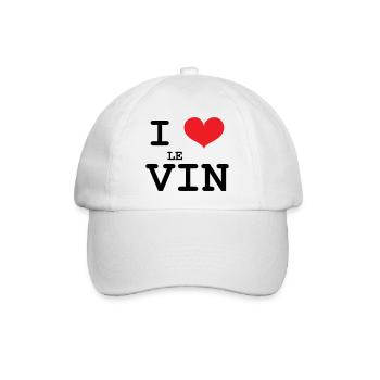 Ich liebe Wein / Alkohol - Baseballkappe - Weiß/Weiß - Vorne