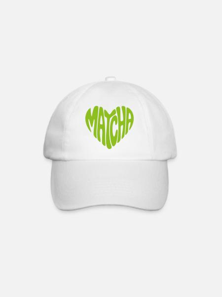 Matcha Herz Form - Baseballkappe - Weiß/Weiß