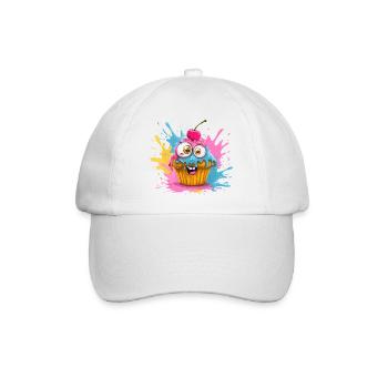 Bunter Cupcake mit Glubschaugen - Baseballkappe - Weiß/Weiß - Vorne