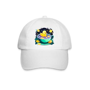 Zitrus-Ducky im Tee-Schaum - Baseballkappe - Weiß/Weiß - Vorne