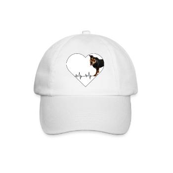 Herzschlag-Hund: Liebe mit Puls - Baseballkappe - Weiß/Weiß - Vorne