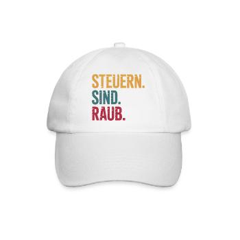Steuern sind Raub - Funny Steuer Meme - Baseballkappe - Weiß/Weiß - Vorne