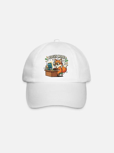 Fokusmodus Fuchs am Computer - Baseballkappe - Weiß/Weiß
