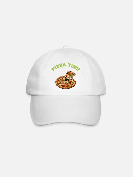 Pizza Time - Baseballkappe - Weiß/Weiß