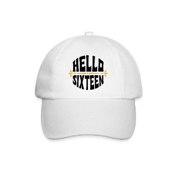 Hallo Sixteen 16 Year OldDesign - Baseballkappe - Weiß/Weiß - Vorne