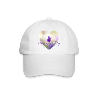 Herzblumen Muttertag Design lila Blume lila Blüte - Baseballkappe - Weiß/Weiß - Vorne