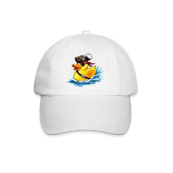Freche Gummiente im Piratenlook mit Augenklappe - Baseballkappe - Weiß/Weiß - Vorne