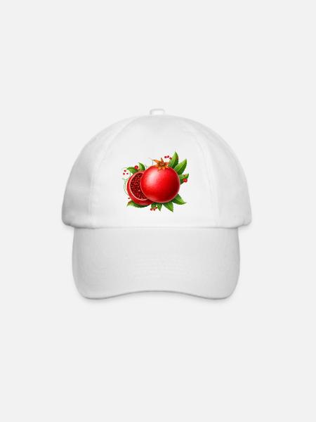 Granatapfel mit Blättern - Baseballkappe - Weiß/Weiß